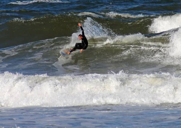 Niall Shiells, making the best of 'weak, inconsistent' waves at Belhaven Bay near Dunbar. Picture: Contributed