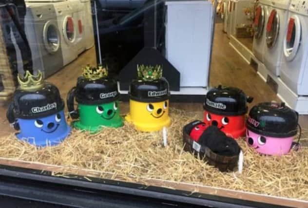 The nativity scene in the shop's window. Picture: Mr_Mondo/Twitter