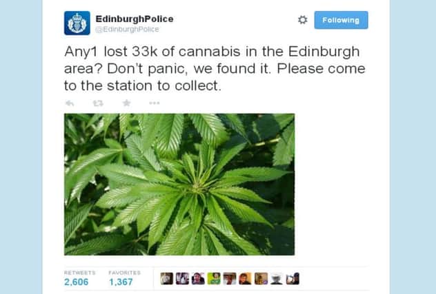The tweet sent by @EdinburghPolice. Picture: Twitter/EdinburghPolice