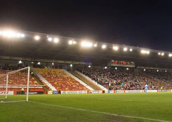 Aberdeen's Pittodrie ground, from which a fan has been banned from entering over accusations of sectarianism. Picture: SNS