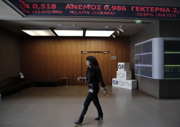 The Athens benchmark index recorded the biggest one-day drop since 1987. Picture: AP