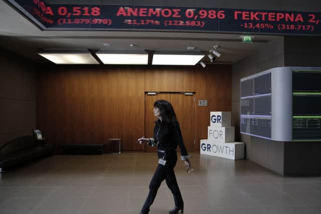 The Athens benchmark index recorded the biggest one-day drop since 1987. Picture: AP