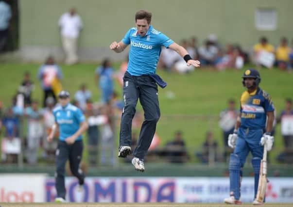 Chris Woakes celebrates dismissing Sri Lankas Mahela Jayawardene, one of his six wickets in Kandy. Picture: Getty