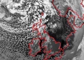 A satellite image that shows the geographic reach of the storm. Picture: NEODAAS/University of Dundee