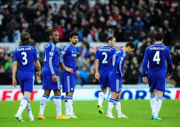 Chelsea players react to the Newcastle defeat (Jesus not pictured). Picture: Getty