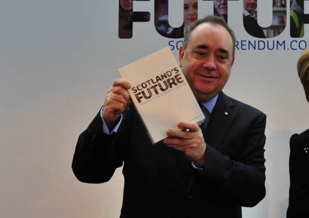 Alex Salmond with his independence white paper  what does he say now about paragraph 423? Picture: Robert Perry