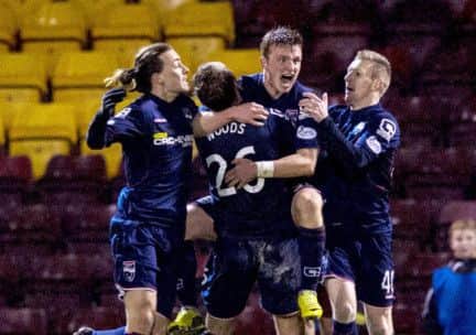 Ross County's Tony Dingwall (2nd from right) celebrates his late equaliser. Picture: SNS