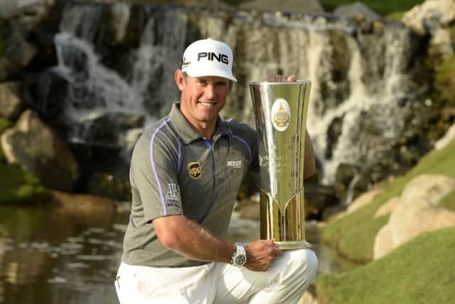 Lee Westwood poses with the trophy after claiming the Thailand Golf Championship for the second time. Picture: Getty Images
