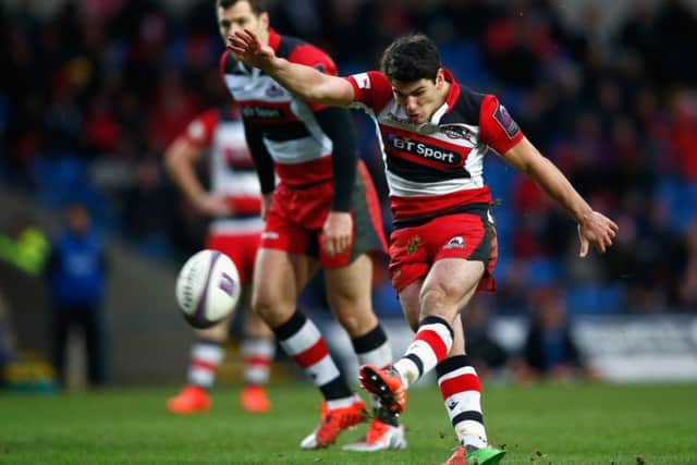 San Hidalgo-Clyne kicks a penalty for Edinburgh during their victory over London Welsh. Picture: Getty