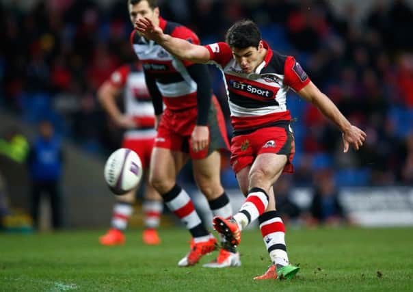 San Hidalgo-Clyne kicks a penalty for Edinburgh during their victory over London Welsh. Picture: Getty