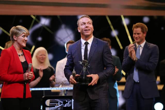 Sir Chris Hoy receives the Lifetime Achievement award at last nights Sports Personality of the Year awards in Glasgow. Picture: PA