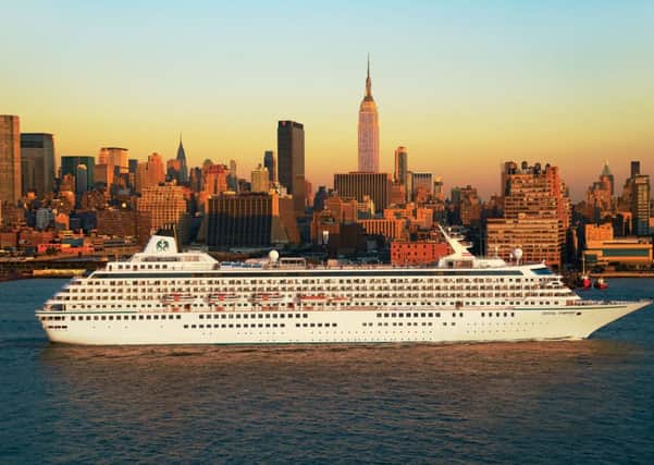 The Crystal Symphony Cruise Liner against the New York skyline.  Picture: Contributed