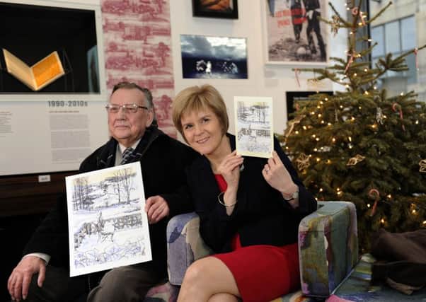 Nicola Sturgeon at the launch of her official Christmas card. Picture: John Devlin