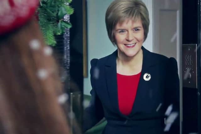 Nicola Sturgeon opens the front door of Bute House. Picture: YouTube/Screengrab