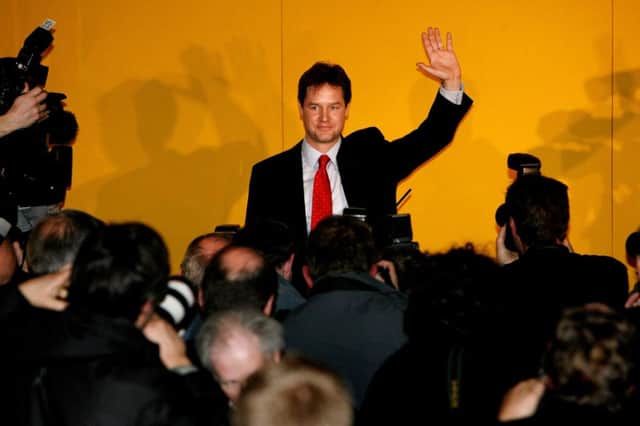 On this day in 2007 Nick Clegg, 40, was elected leader of the Liberal Democrats, taking over from Sir Menzies Campbell. Picture: Getty