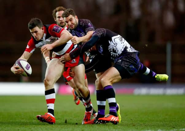 Matt Scott is tackled during the match with London Welsh - his injury has forced Alan Solomons to make changes. Picture: Getty