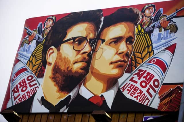 A banner for The Interview in Los Angeles. Picture: AP
