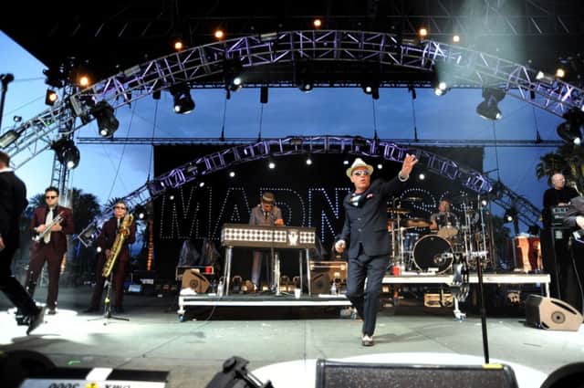 Suggs and the boys put on a show to please the fans, though the recently departed Chas Smash was missed. Picture: Getty