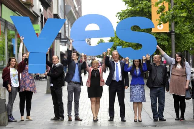 The  Yes Scotland team including Blair Jenkins during the campaign. Picture: JP