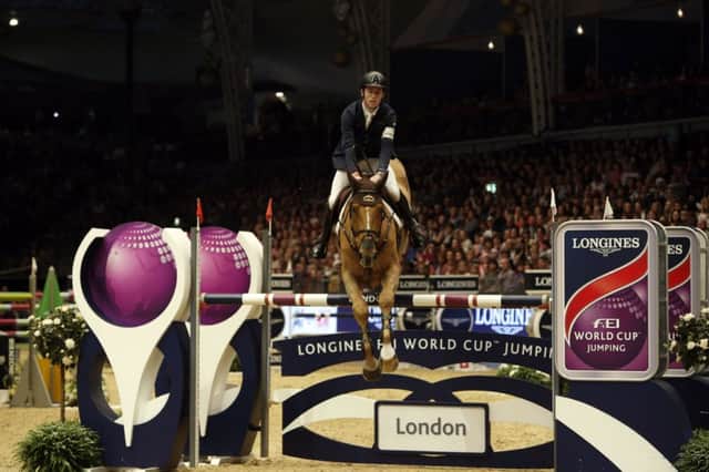 Scott Brash and Hello Sunshine had the last fence down in the World Cup event at Olympia. Picture: PA