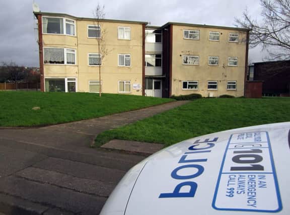A block of flats in Newcastle-under-Lyme where Staffordshire Police said they sent officers to reports of a burglary. Picture: PA