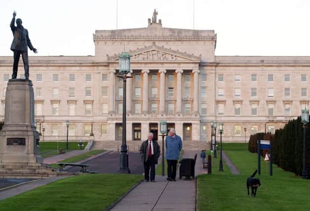 Negotiations went on all night at the parliament buildings in Belfast. Picture: AP