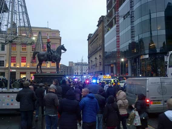 Emergency services at the scene in Glasgow. Picture: Hemedia