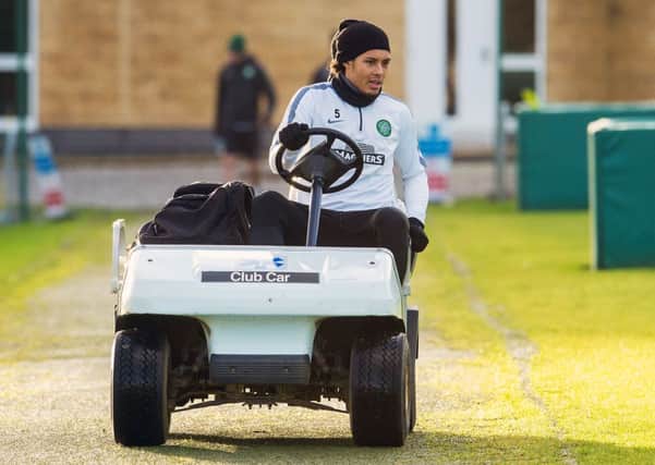 Virgil van Dijk makes his way to the training pitches at Lennoxtown. Picture: SNS