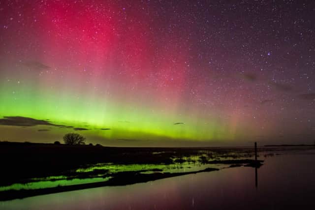 The spectacle was seen in the early hours of Christmas Eve, as colours of green and pink appeared in the sky. Picture: TSPL