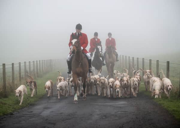The traditional Renfrewshire Boxing Day Hunt gathered today near Houston - but heavy fog forced the event to be cancelled. Picture: Wattie Chung