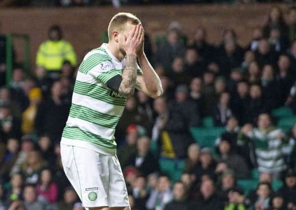 Celtic striker John Guidetti rues another missed chance in yesterday's game. Picture: SNS