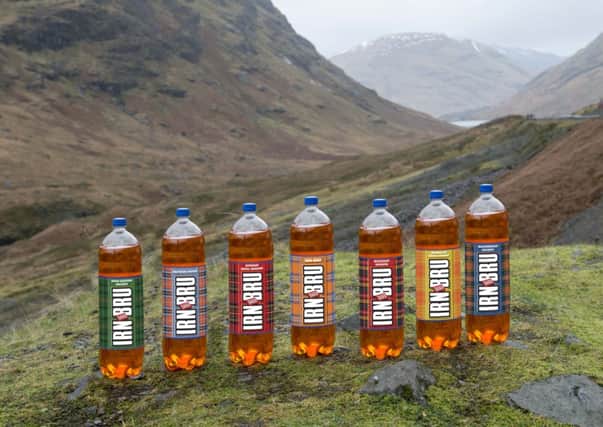 The Irn-Bru bottles sporting their new tartan packaging. Picture: Barrs