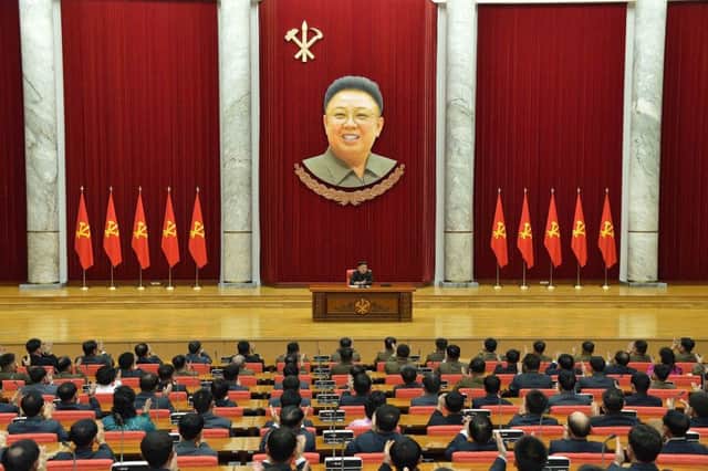 Kim Jong Un addressed an awards ceremony at the weekend. Picture: Getty