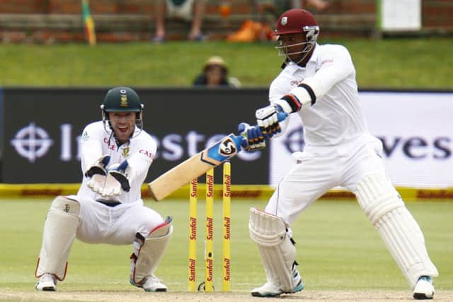 West Indies Marlon Samuels on his way to a total of 101 against the Proteas. Picture: AP