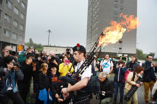 A pro-independence campaigner in Edinburgh's Craigmillar estate in September. Picture: Neil Hanna