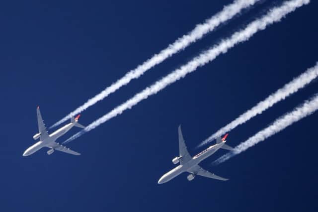 Airliners leave a slipstream and a carbon burn trail in their wake. Picture: Getty