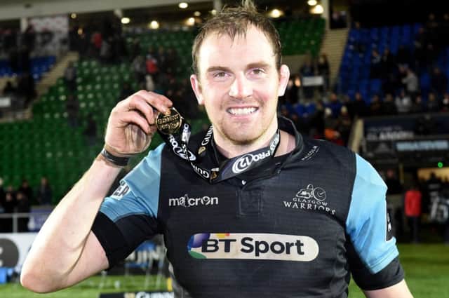 Al Kellock with his man of the match award from Saturday's game. Picture: SNS