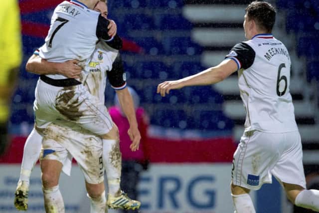 Inverness's Billy McKay celebrates after putting his side 3-1 up. Picture: SNS