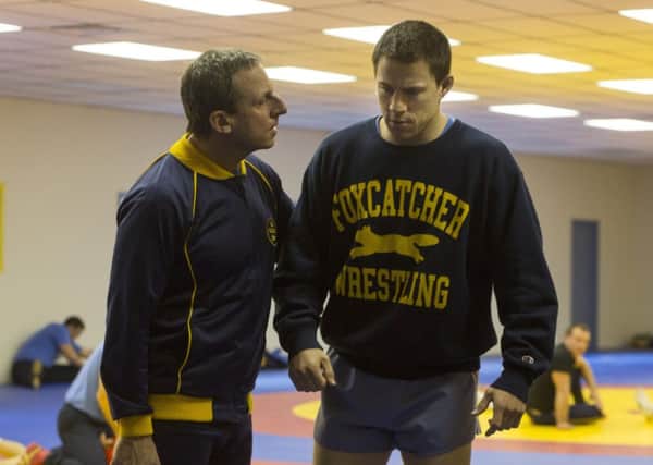 Steve Carell (left) and Channing Tatum star in Foxcatcher. Picture: Contributed