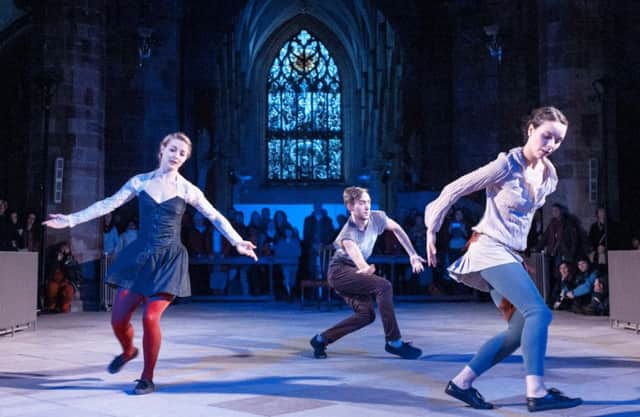 Dancers from Dance Base perform in St Giles Cathedral as part of Wholly:Land. Picture: Jane Barlow