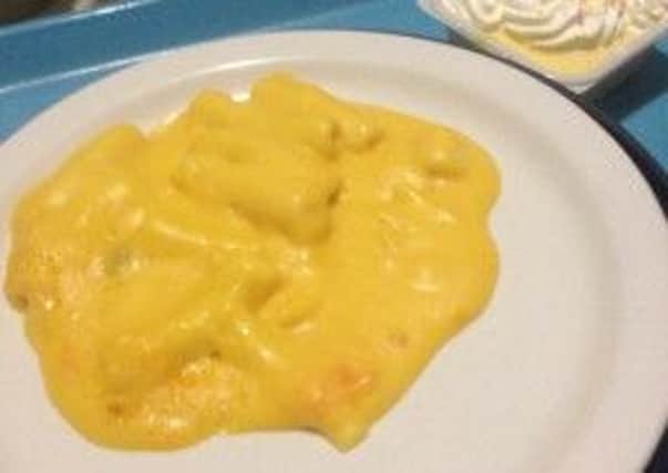 Hospital food has often failed to meet expectations, as in a patients picture of macaroni cheese
