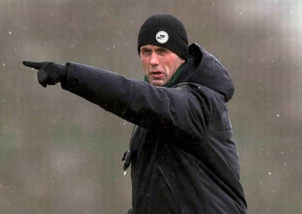 Deila gives instructions at training the day after Celtic's game against Partick Thistle was postponed. Picture: SNS