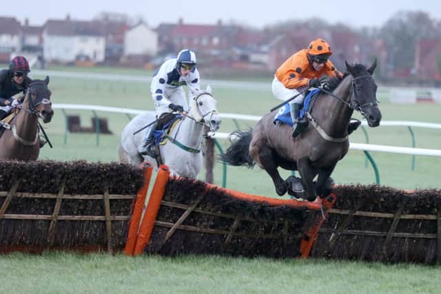 Cultram Abbey, ridden by Brian Harding, claimed the feature race at Ayr and was part of a four-timer for the jockey. Picture: John Grossick