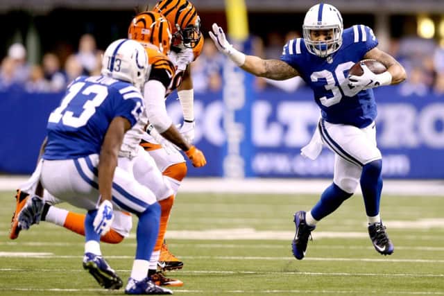 Daniel Herron of the Indianapolis Colts carries the ball against the Cincinnati Bengals. Picture: Getty Images