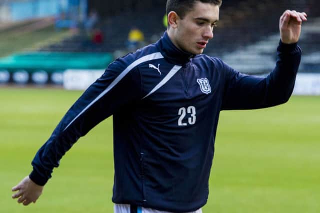 Alex Harris played his first game for Dundee on Sunday since joining on loan from Hibs. Picture: SNS