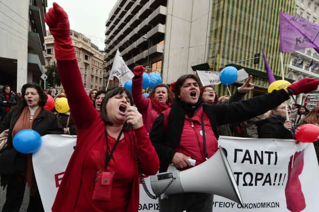 The perception of the rich getting richer while the poor suffer has led to protests in Greece. Picture: Getty Images