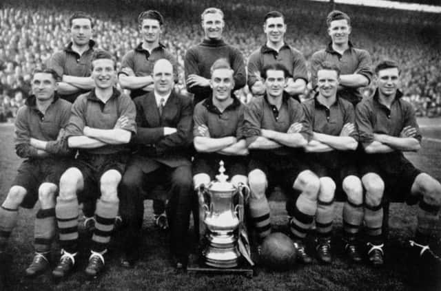 Jimmy Dunn Jnr (front row, second left) was an Edinburgh-born footballer who, like his father, got a taste of FA Cup glory