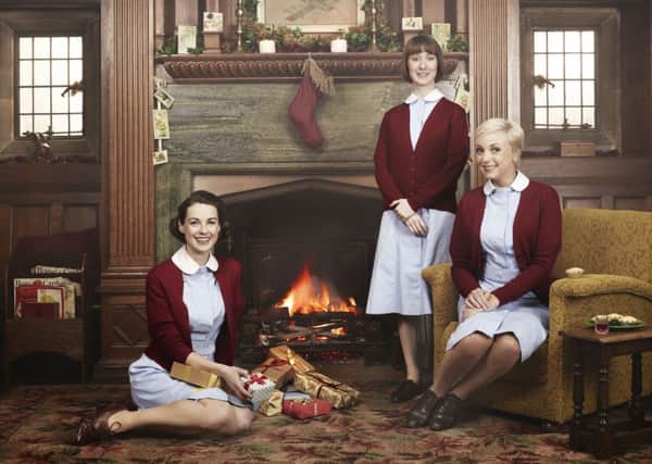 Jessica Raine (left) with her Call the Midwife co-stars. Picture: Contributed