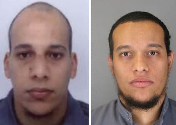 Suspects Cherif Kouachi, left, aged 32, and his brother Said Kouachi, right, aged 34, who are the subject of a nationwide manhunt. Picture: Getty