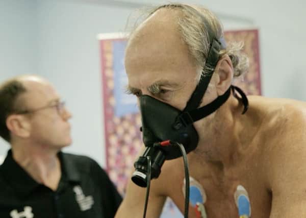 Sir Ranulph Fiennes undergoes medical tests at Cardiff Metropolitan University. Picture: PA